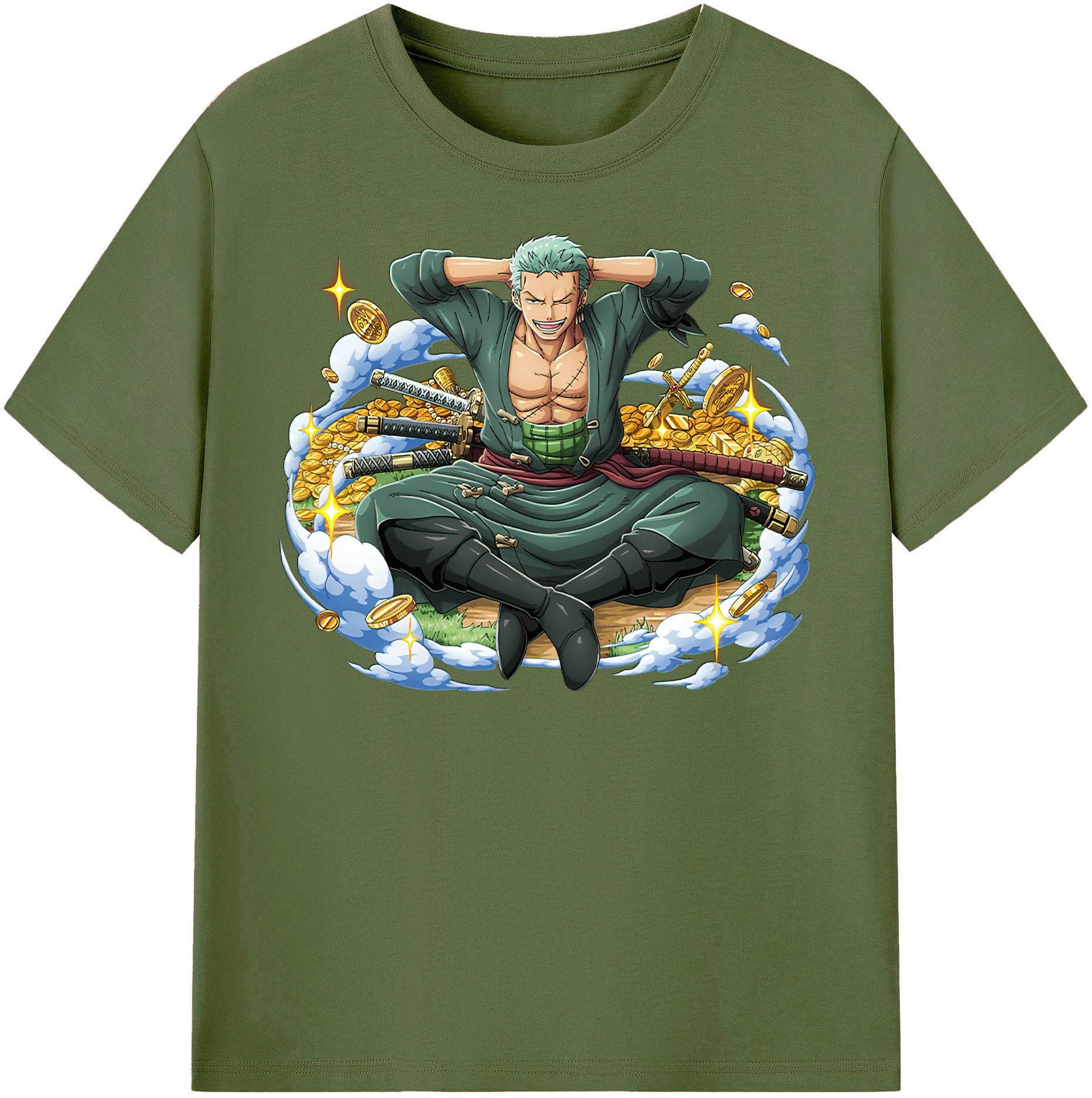 ワンピース ロロノア・ゾロ ONE PIECE Roronoa Zoro 綿100％半袖Tシャツ（フロントプリント）
